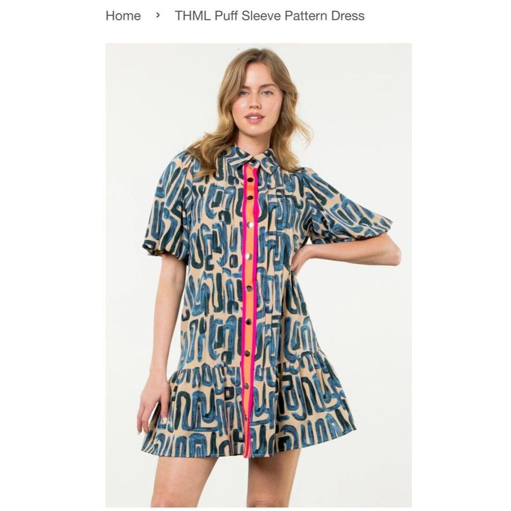 Puff‎ Sleeves Pattern Dress Size Small